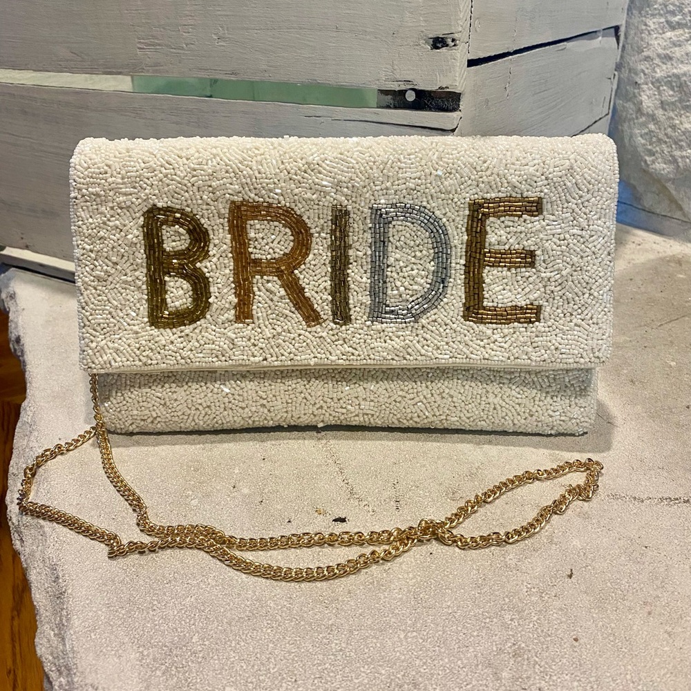 Beaded BRIDE clutch or crossbody purse